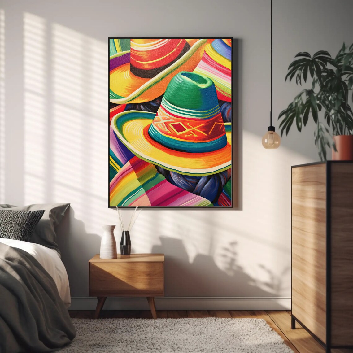 Colorful Mexican Sombreros Vibrant Hat Still Life Art Poster - Image 4