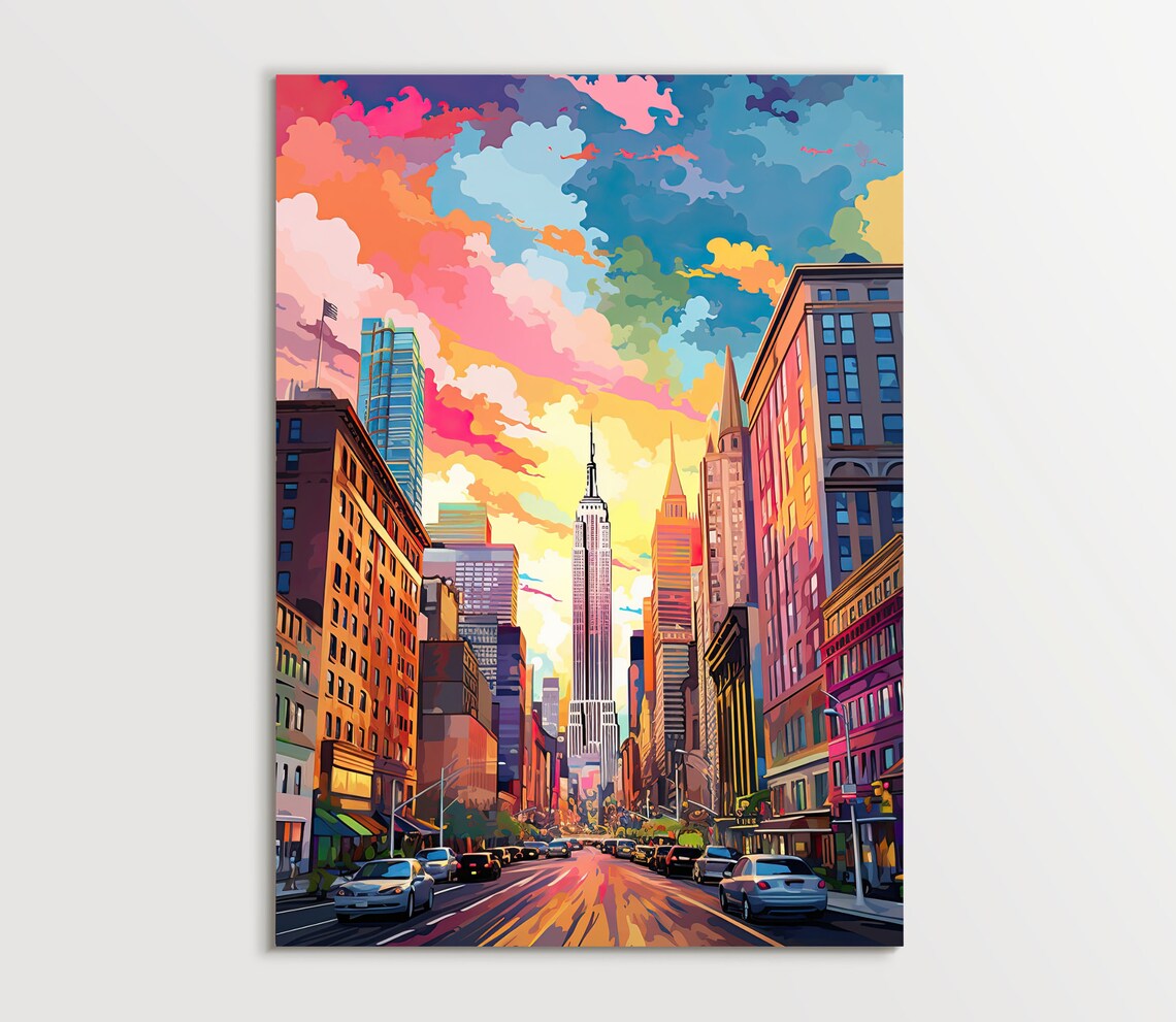 New York City Street Scene With Empire State Building Pop Poster - Image 5
