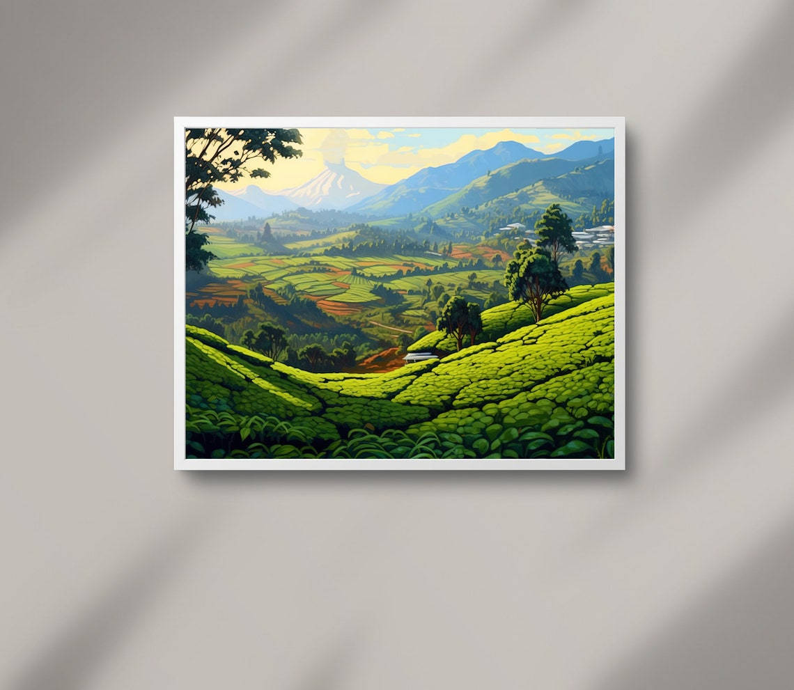 Art Of Kerala Tea Hills Kerala Tea Plantation Kerala Home Decor South Indian Painting Hills Of Kerala Oil Painting Kerala Art - Image 2