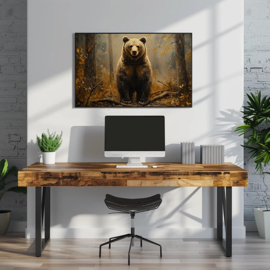 Rustic Grizzly Bear Wildlife Art Print, Cabin Decor - Image 2