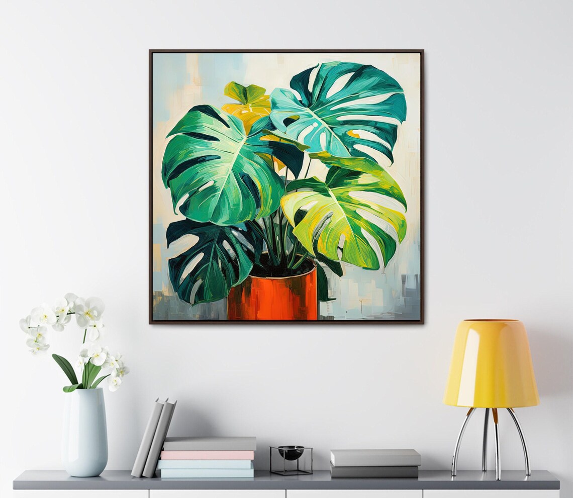 Monstera Deliciosa Potted Plant Green Leaves Botanical Poster - Image 4