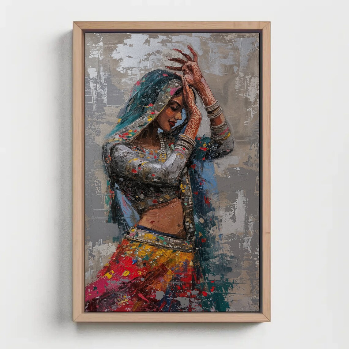Rajasthani Woman Dancing in Colorful Lehenga Indian Wall Poster - Image 5