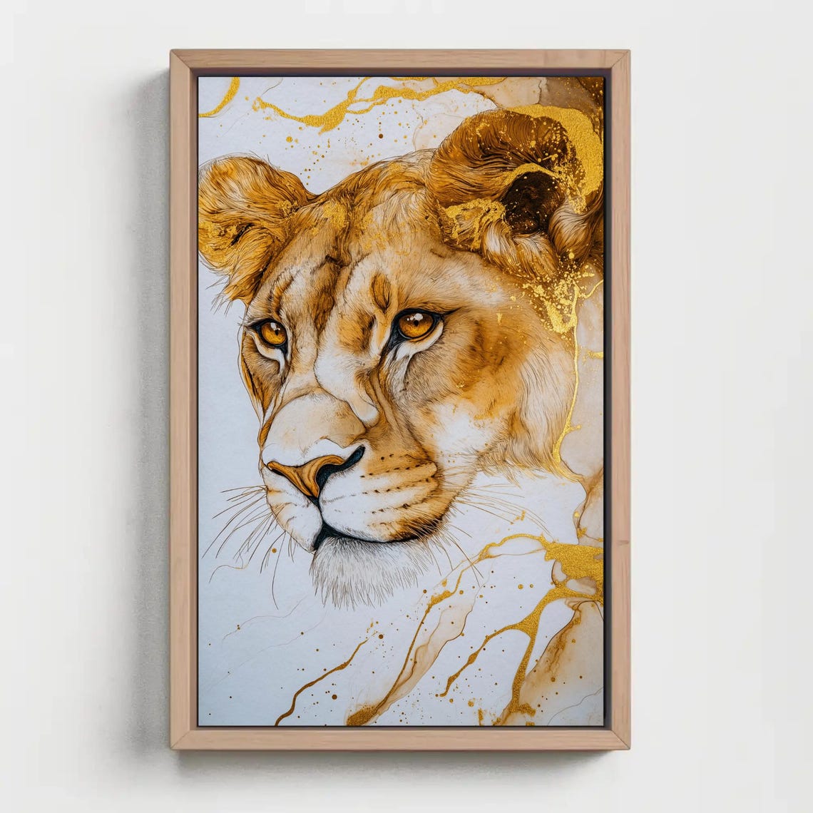 Golden Lioness In Profile Abstract Gold Alcohol Ink Splash Poster - Image 4