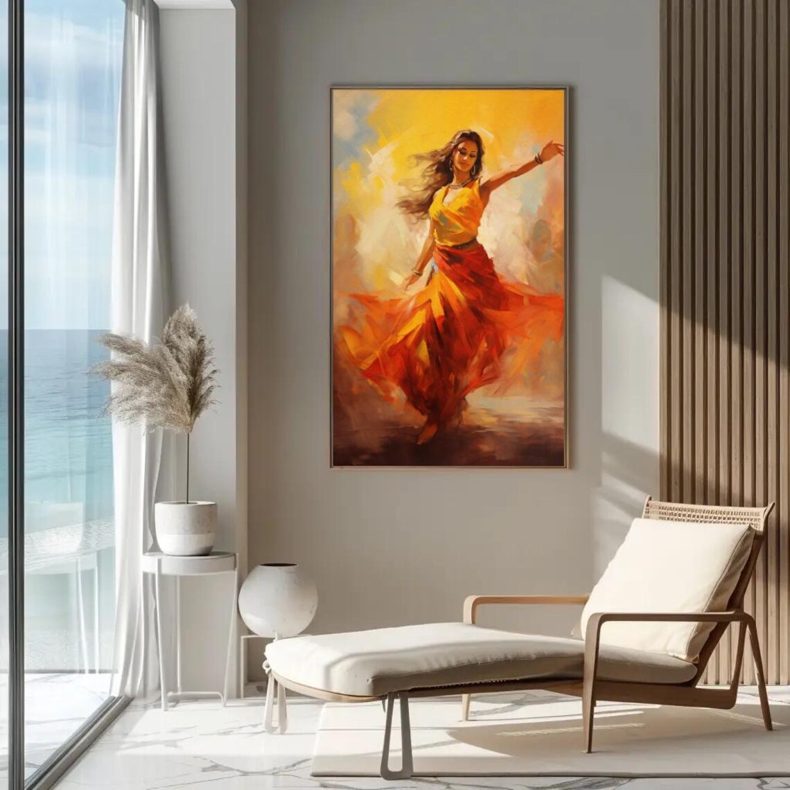 Joyful Indian Dancer In Yellow And Red Swirling Skirt Poster - Image 5