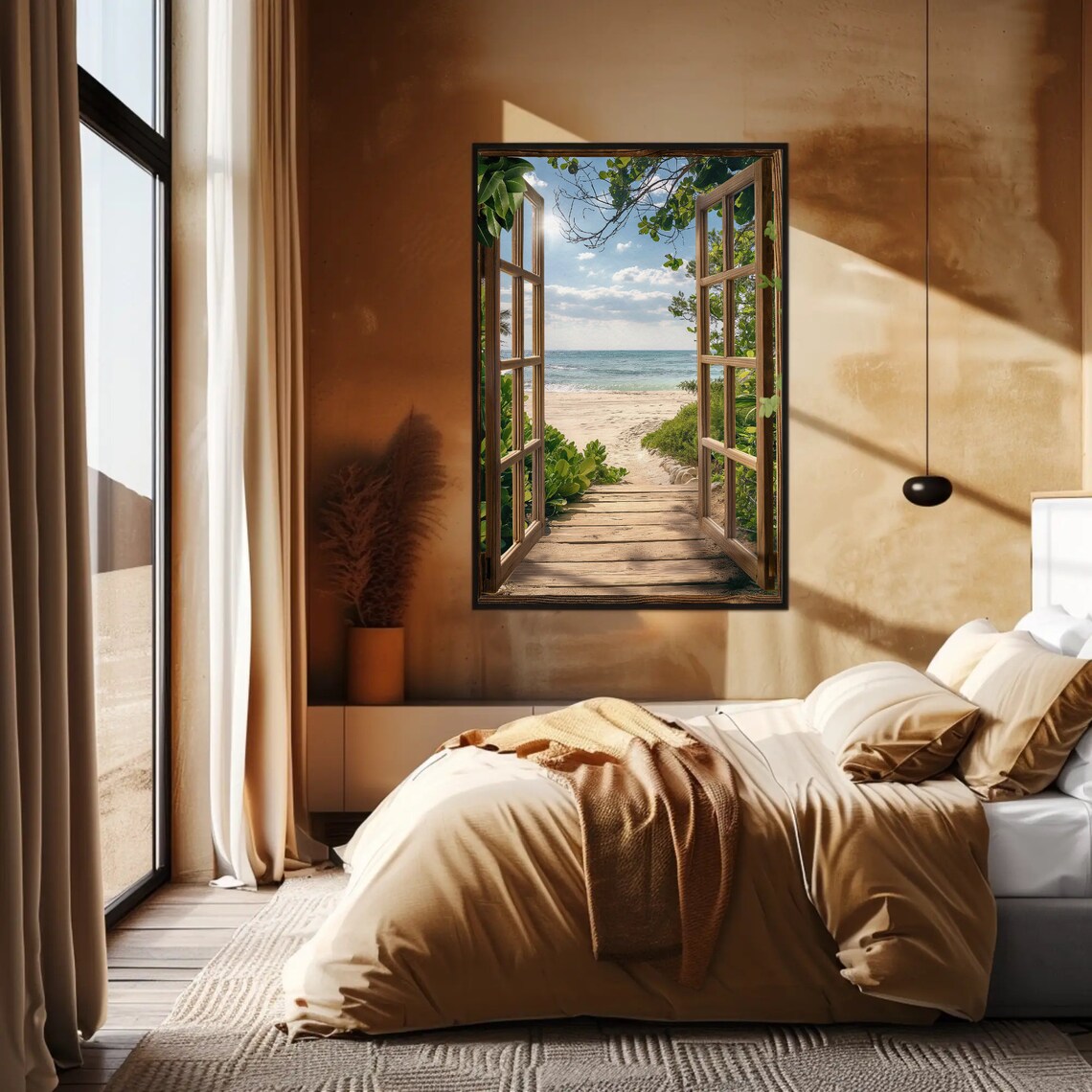 Pathway To The Beach 3D Faux Window View Art Print - Image 2