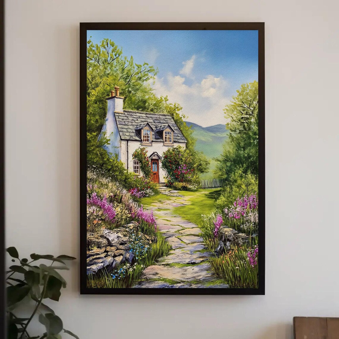 Welsh Cottage Painting, British Countryside Art Print