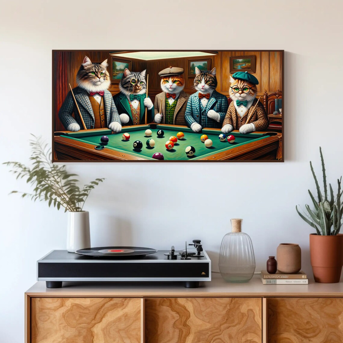 Cats Playing Pool Game Art Print, Funny Cat Decor - Image 4