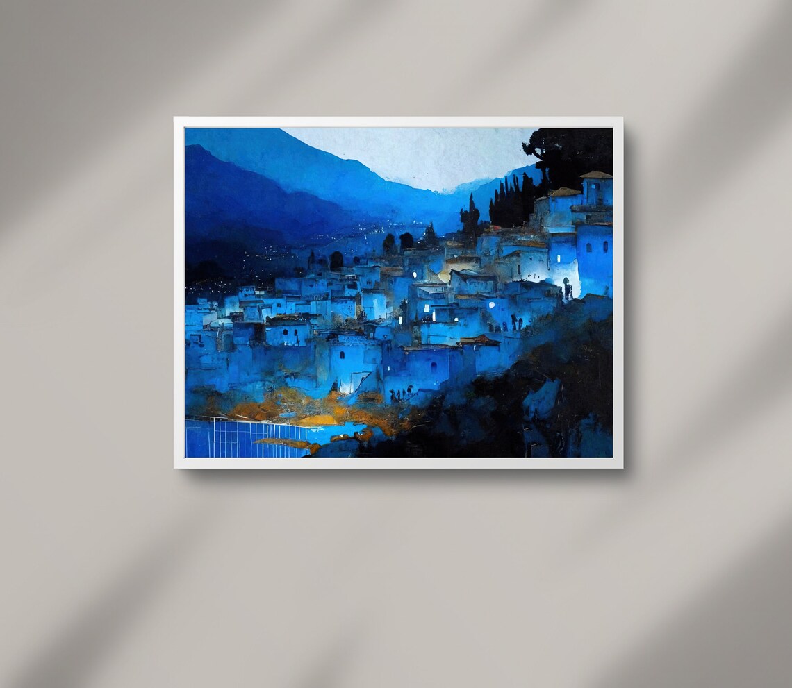 Chefchaouen Morocco Moroccan Art Deco Travel Poster - Image 3
