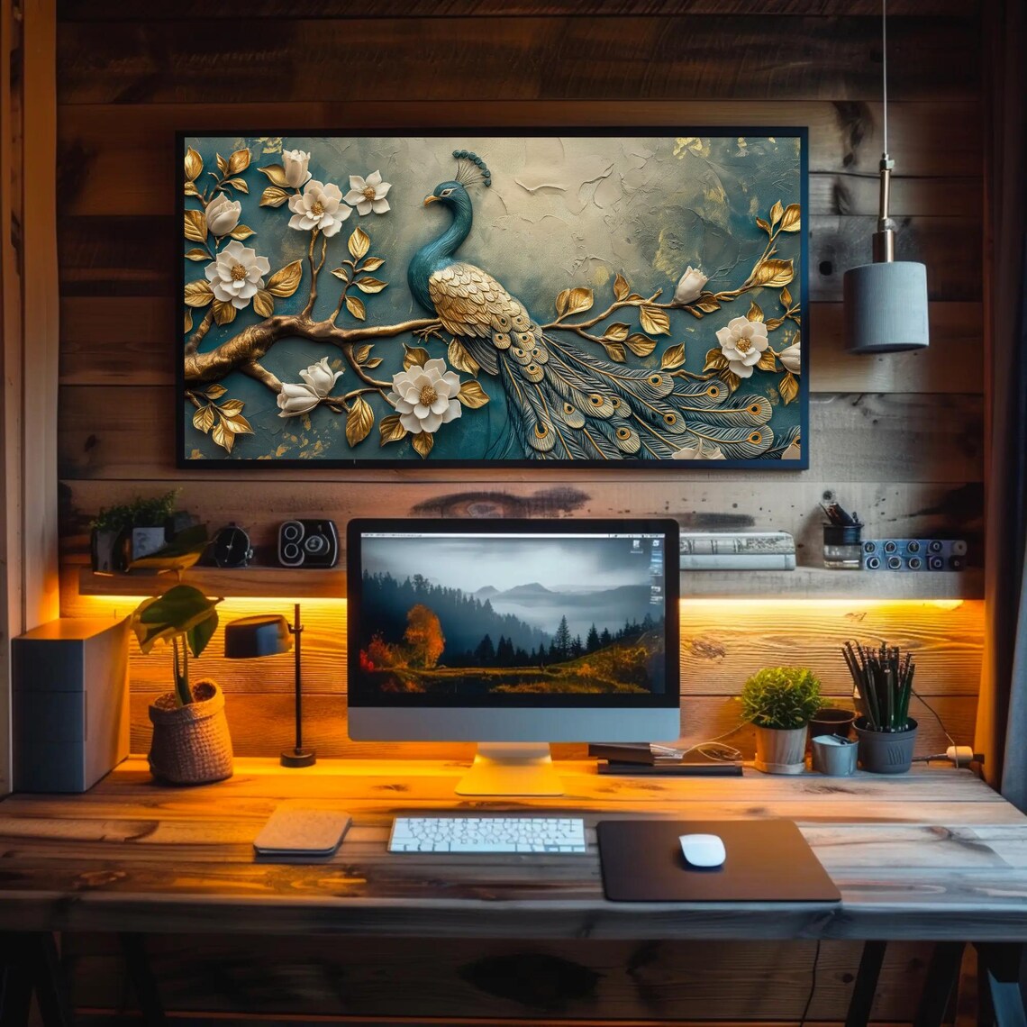 Peacock 3D Illusion Wall Art Print, Modern Decor - Image 4