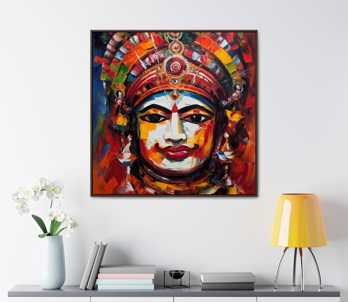 Kathakali Classical Dancer Portrait in Colourful Oil Style Poster - Image 3