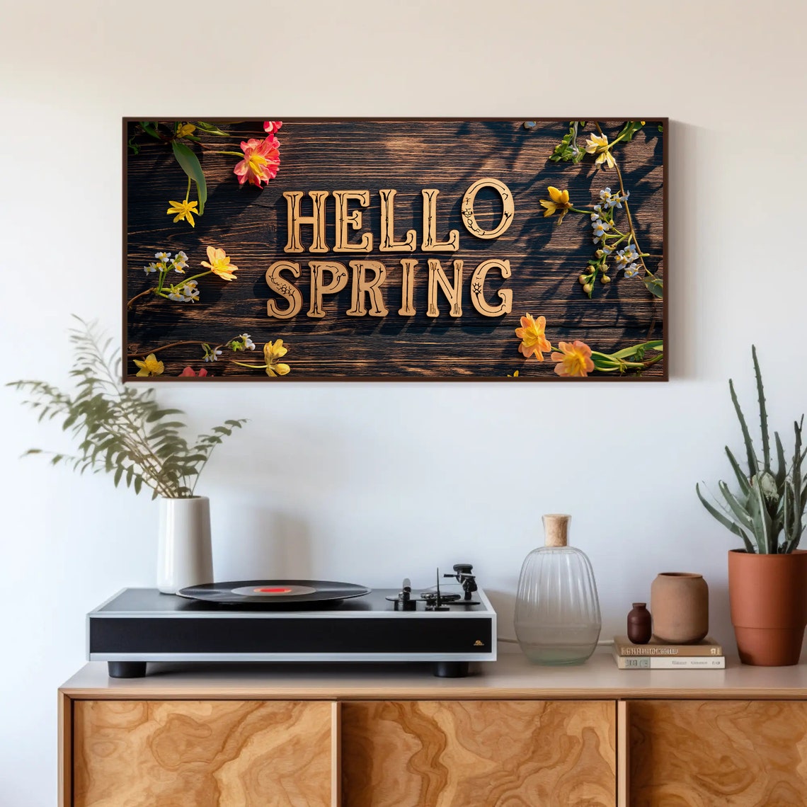 Hello Spring Rustic Wooden Letters With Wildflower Decor Poster - Image 4