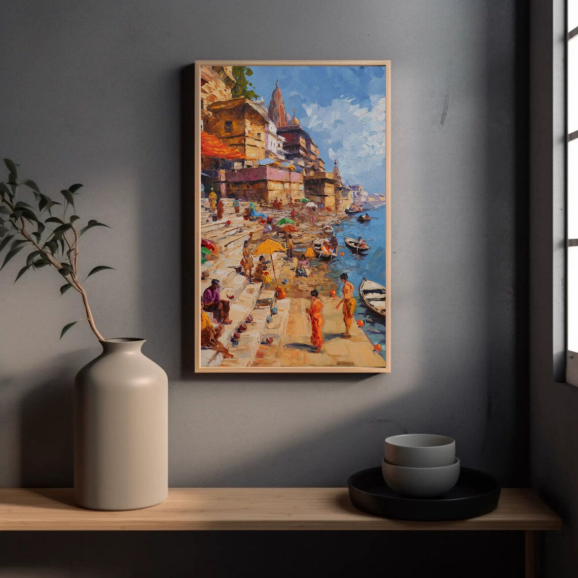 Ghats of Varanasi Art Print, Indian Landscape - Image 3