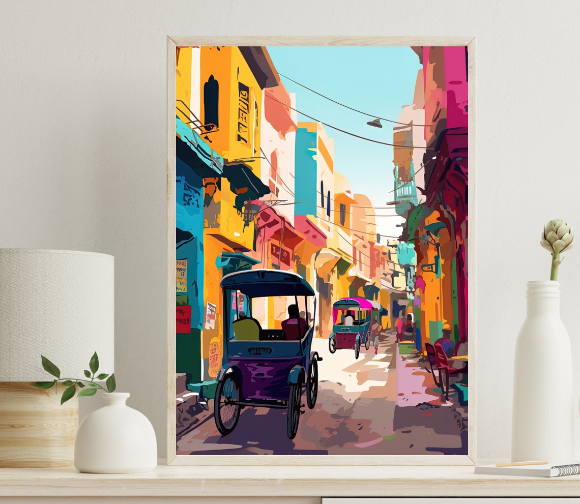 Delhi Street Art Delhi Painting Delhi Wall Art Indian Decor Indian Painting Indian Home Decor India Art Indian Print