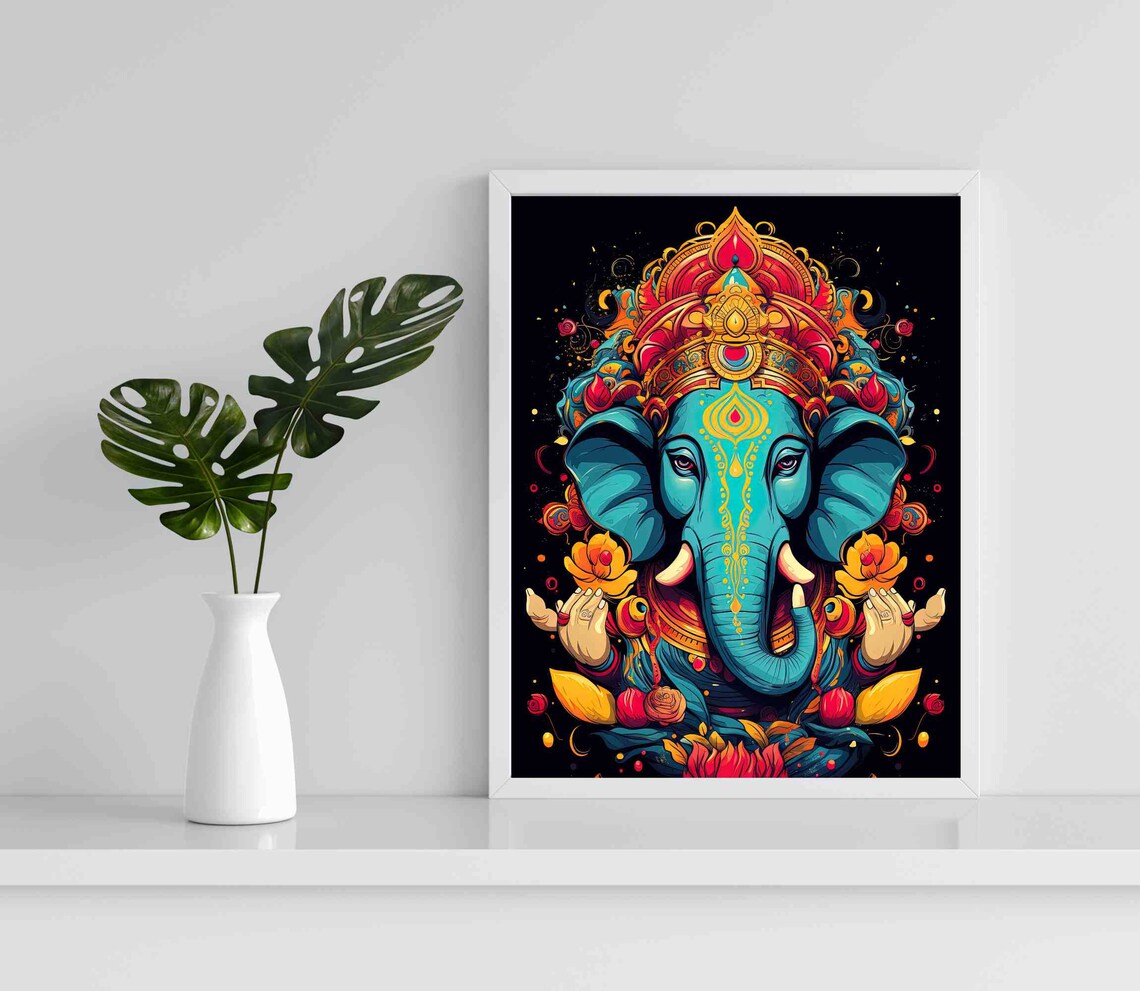 Ganesha Wall Art Print, Hindu Home Decor Piece - Image 2