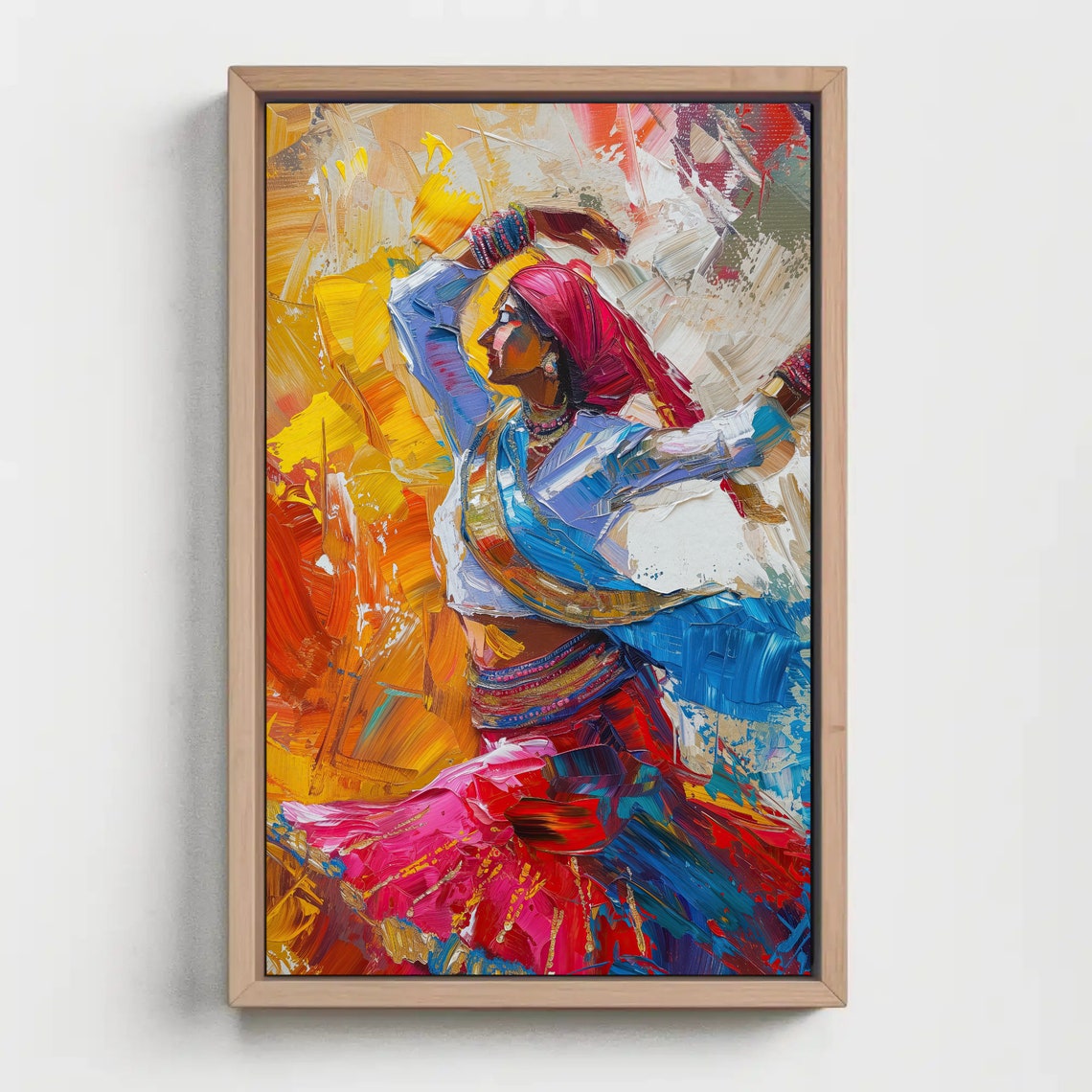Spinning Indian Dancer In Pink And Blue Traditional Costume Poster - Image 5