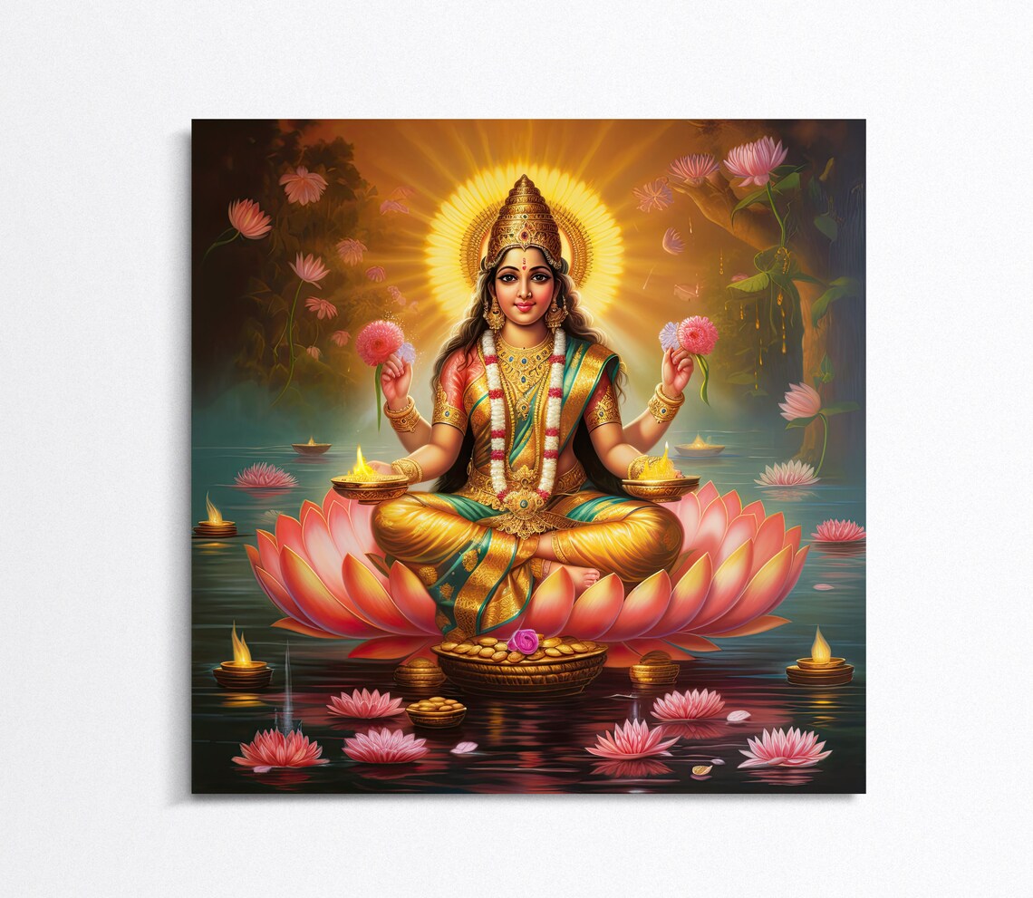 Lakshmi Hindu Goddess Art Print, Wealth Theme - Image 4
