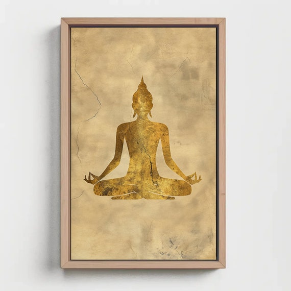 Meditation Gold Large Print Yoga Room Art Spiritual Wall Decor Indian Art Yoga Center Wall Decor Ready To Hang