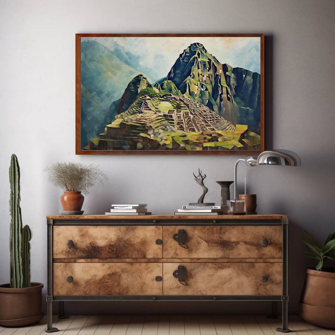 Machu Picchu Oil Painting, Peruvian Travel Art