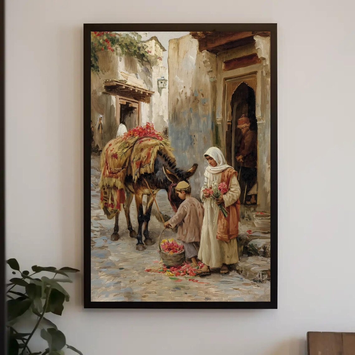 Arabian Street with Muslim Woman and Child Art Print