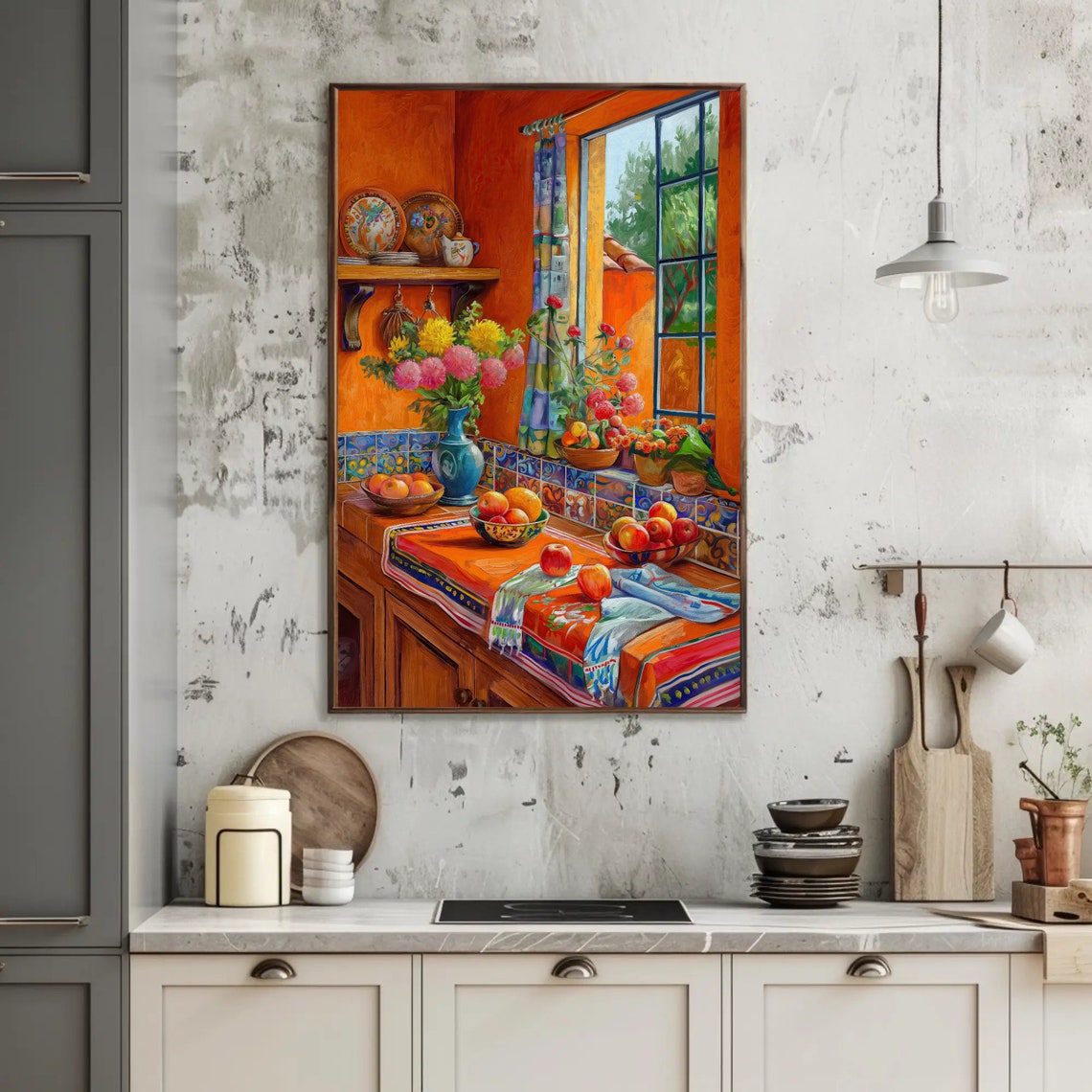 Vibrant Mexican Kitchen Interior With Blue Talavera Tiles Poster - Image 5