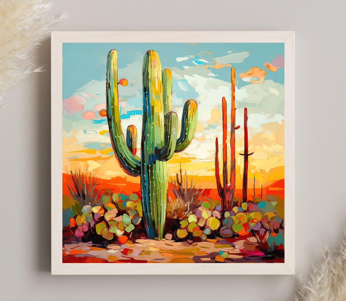 Saguaro Cactus Art Print, Desert Botanical Decor