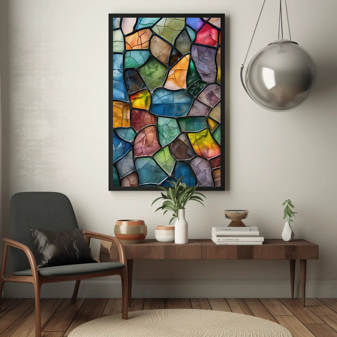 Colorful Stained Glass Mosaic Abstract Window Art Decor Poster - Image 4