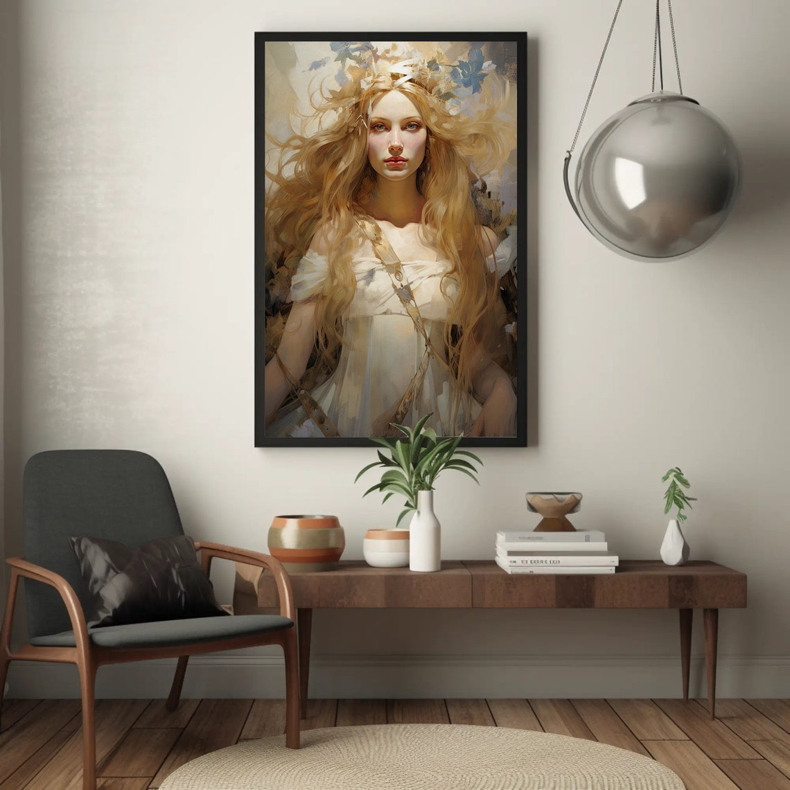 Freya Norse Goddess Portrait On Mythology Wall Art Framed Lady Freya Goddess Art Devine Feminine Decor - Image 2