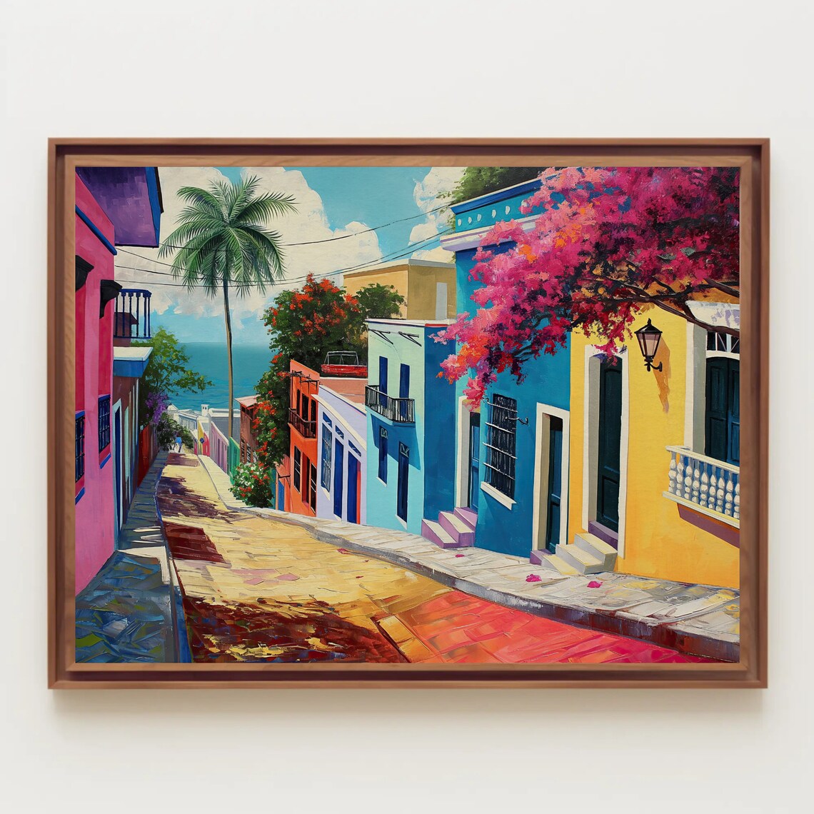 Puerto Rico Colorful Streets, Oil-Painting Art Print - Image 3