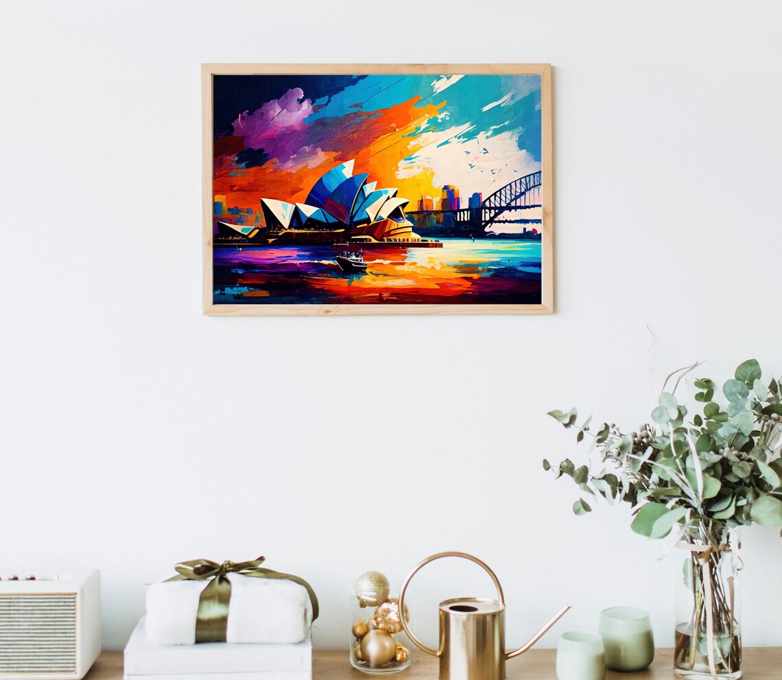 Sydney Skyline Oil Painting Travel Poster Art Print - Image 5