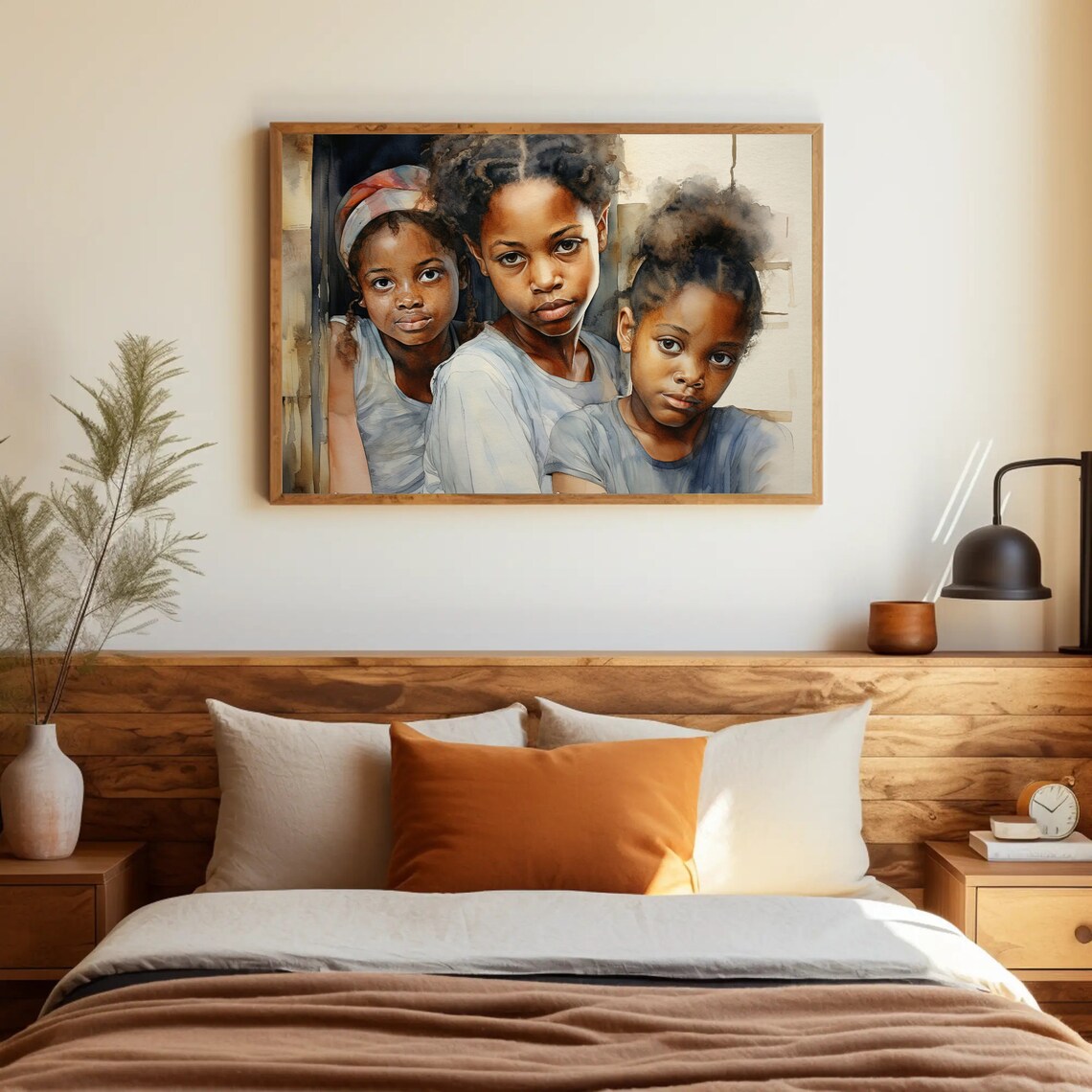 Three African Girls Watercolor Art Print, African Home Decor - Image 4