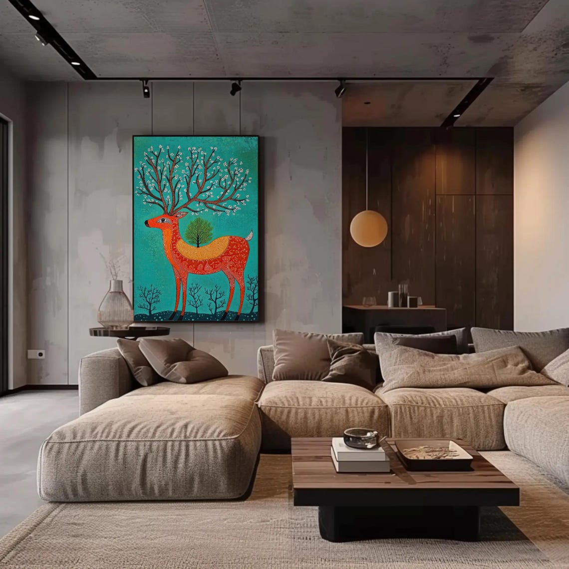 Tribal Folk Art Deer with a Blossoming Tree Growing on Its Back Poster - Image 3