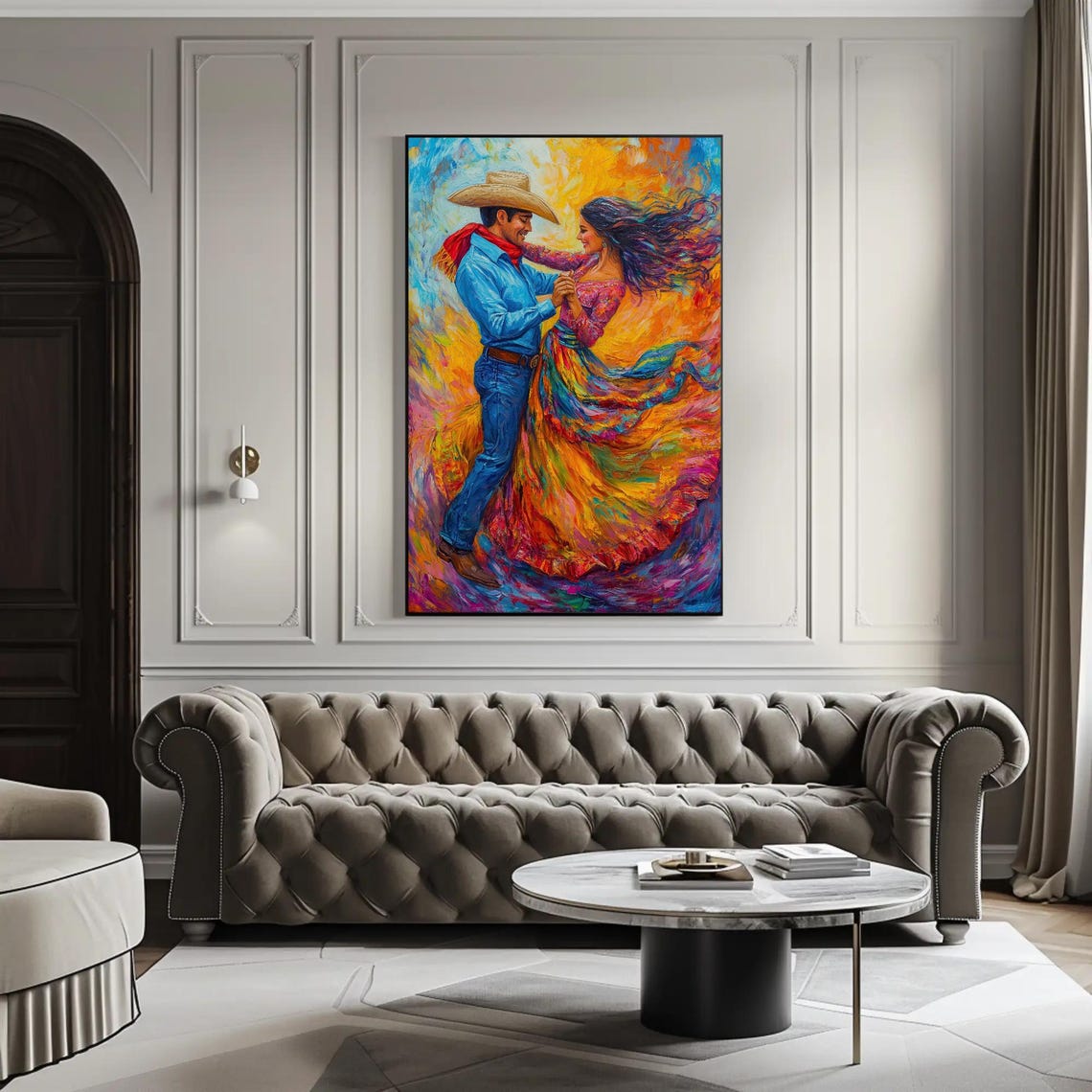 Joyful Jarabe Tapatio Dance Couple in Vivid Spinning Color Poster - Image 3