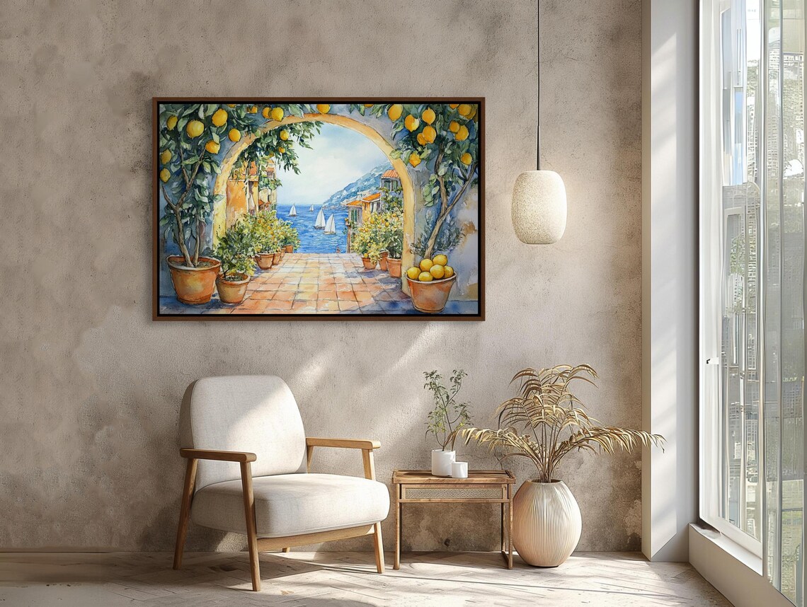 Italian Street With Lemon Tree, Mediterranean Art Print - Image 4