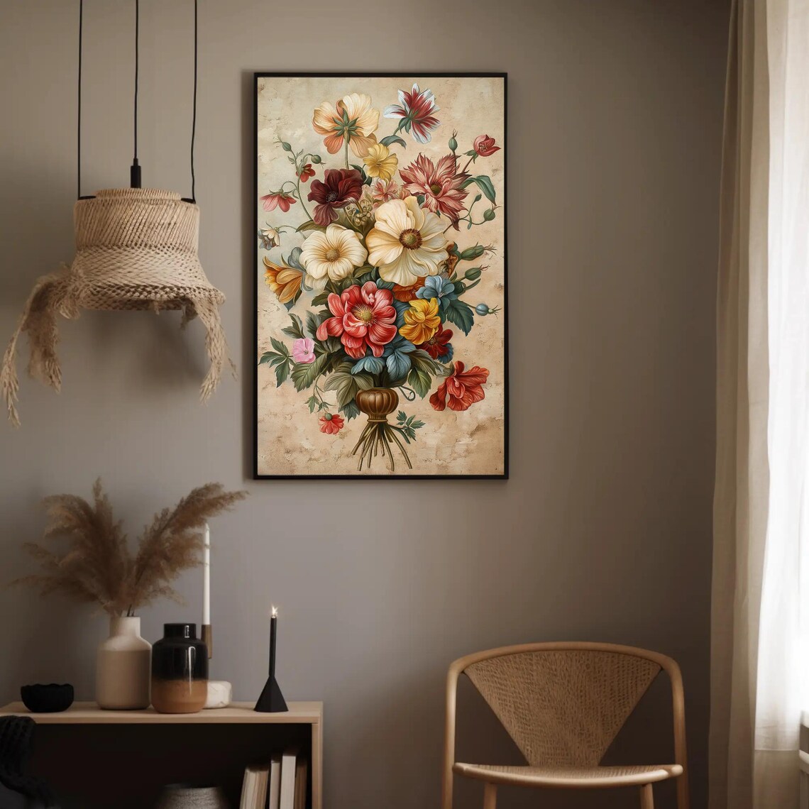 Vintage Botanical Flower Bouquet Floral Still Life Art Poster - Image 3