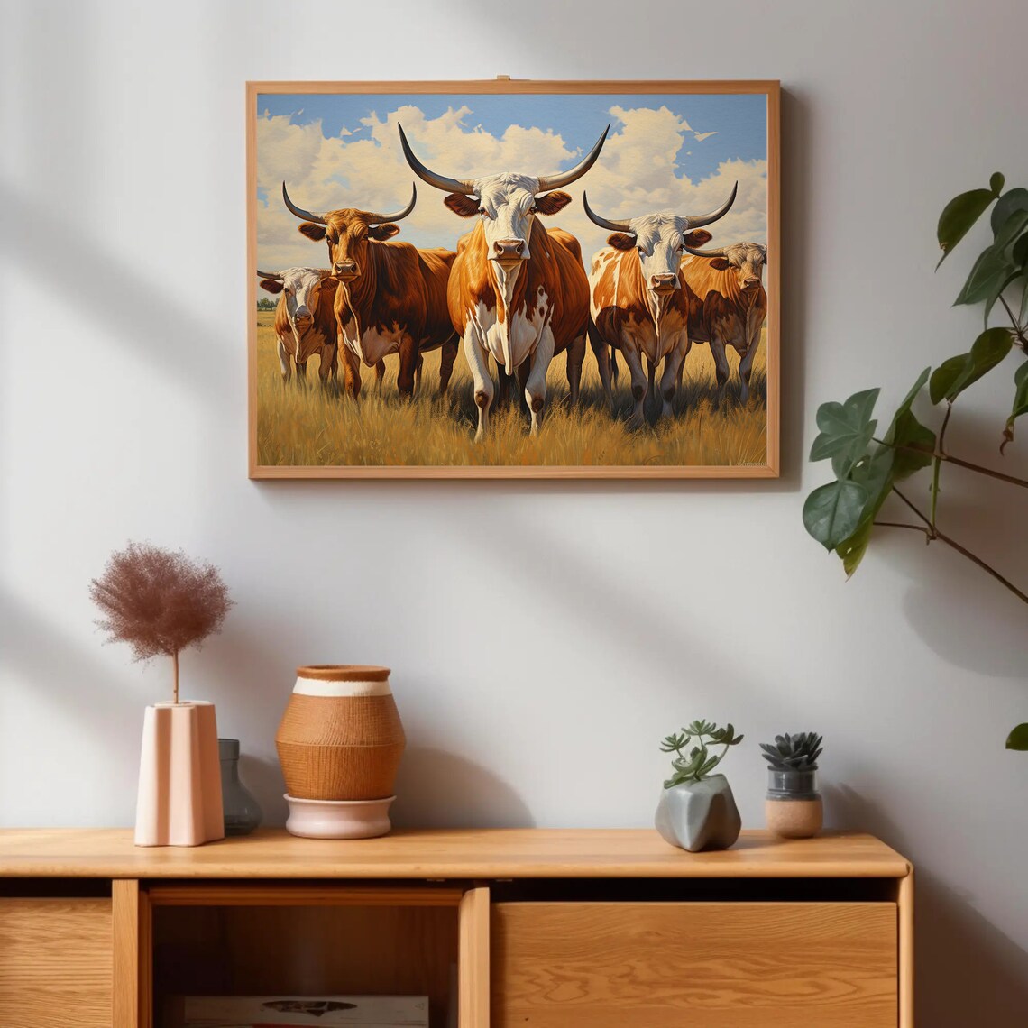 Herd Of Longhorns, Texas Ranch Farmhouse Art Print - Image 4