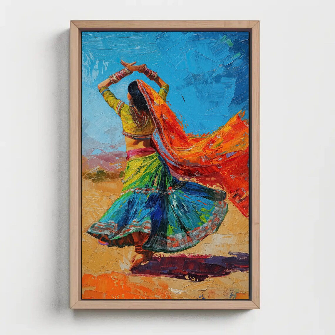 Indian Folk Dancer Twirling Colorful Traditional Dress Poster - Image 5