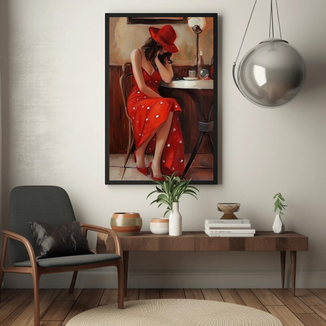 Girl In Paris Cafe, Abstract Parisian Art Print - Image 3