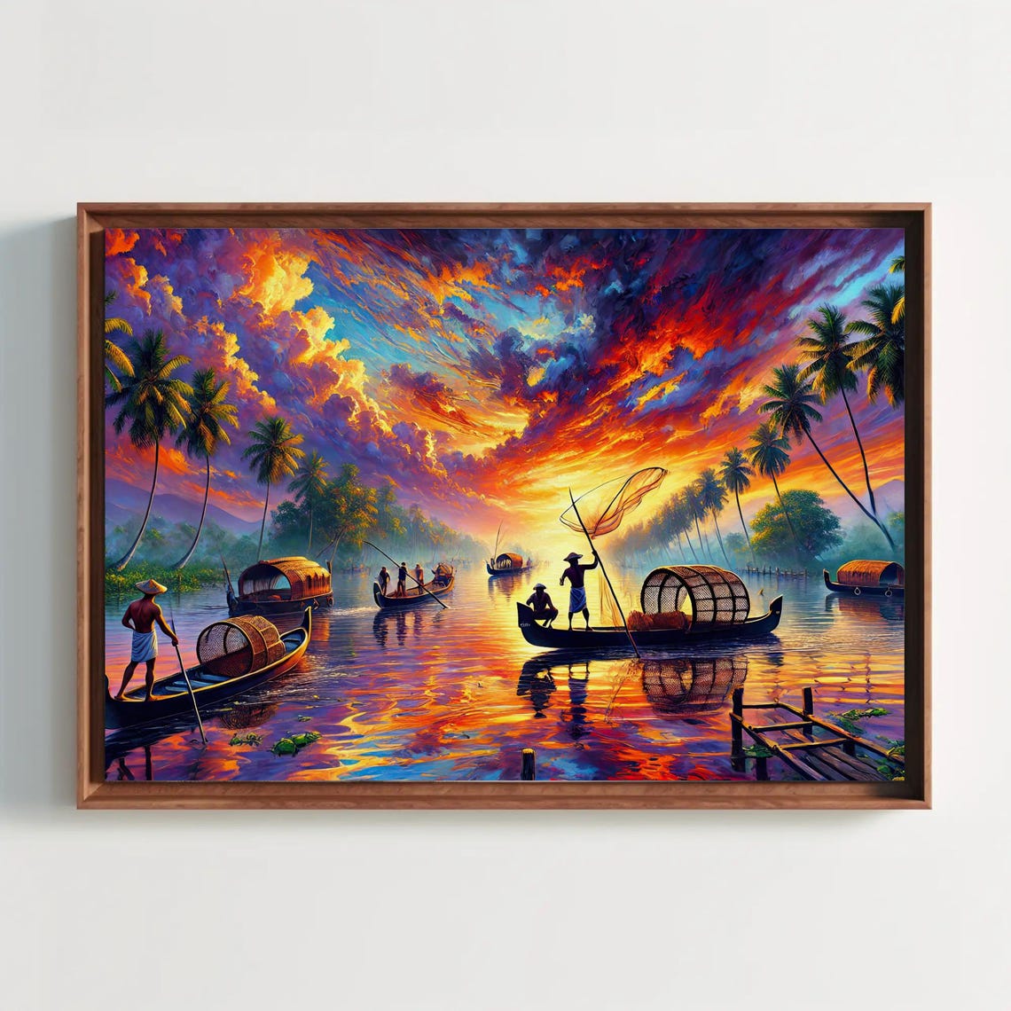 The Fishermen Of Kerala Print Traditional Indian Oil Painting South Indian Wall Art For Living Room Or Bedroom Ready To Hang