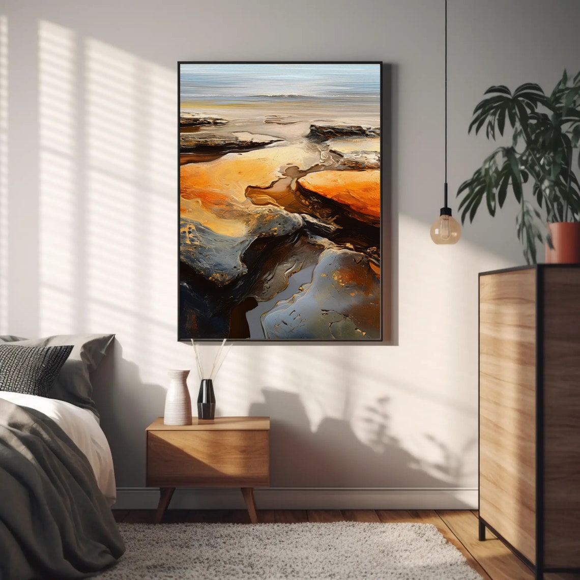 Abstract Beach Rocks Golden Tide Pools Ocean Shoreline Poster - Image 4