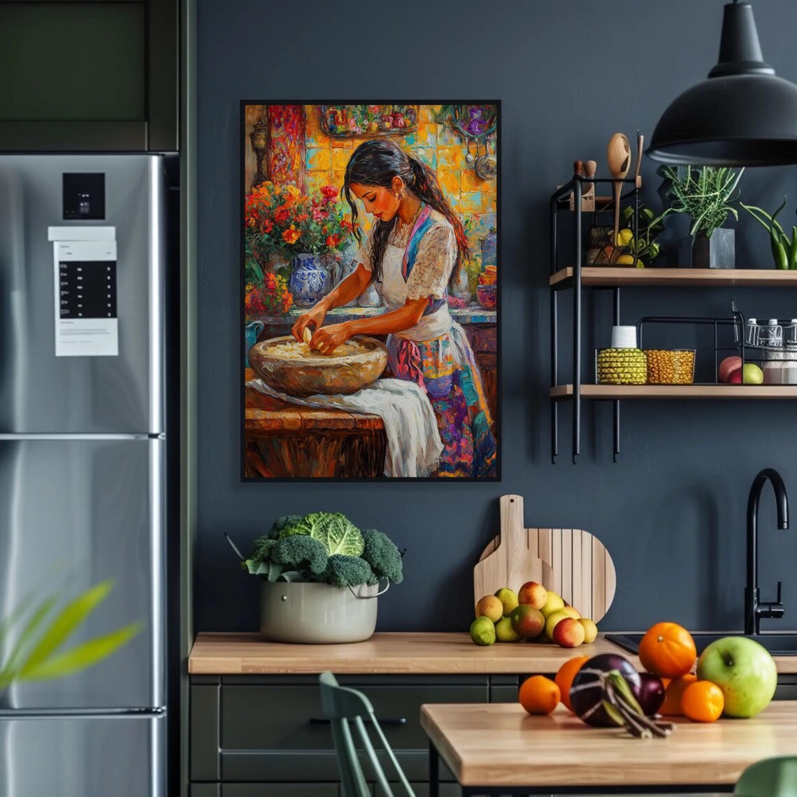 Mexican Girl Cooking Print, Traditional Kitchen Art - Image 5