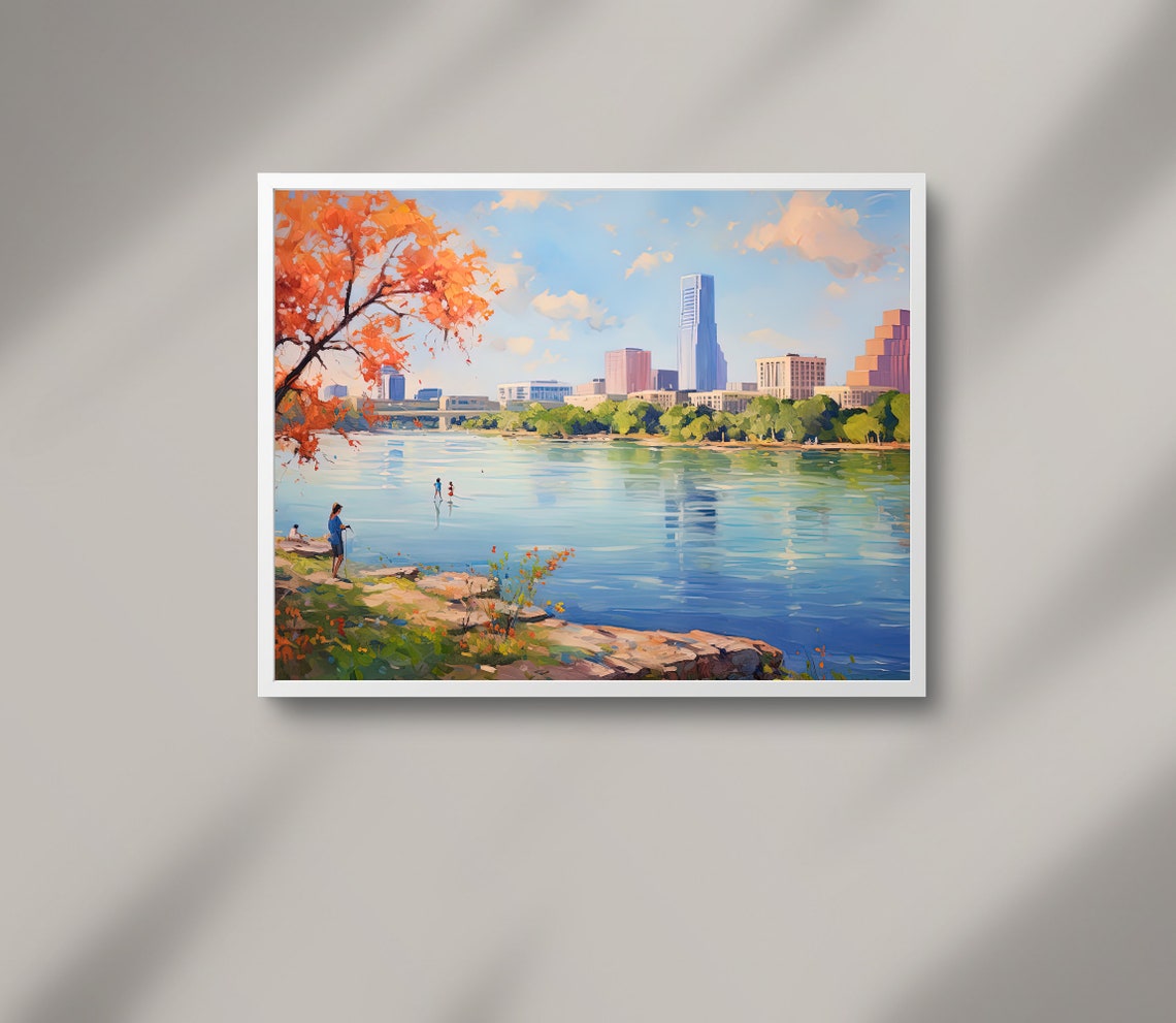 Lady Bird Lake Wall Art Large Print Lady Bird Lake Poster Lady Bird Lake Painting Lady Bird Lake Print Austin Texas Travel Art - Image 3