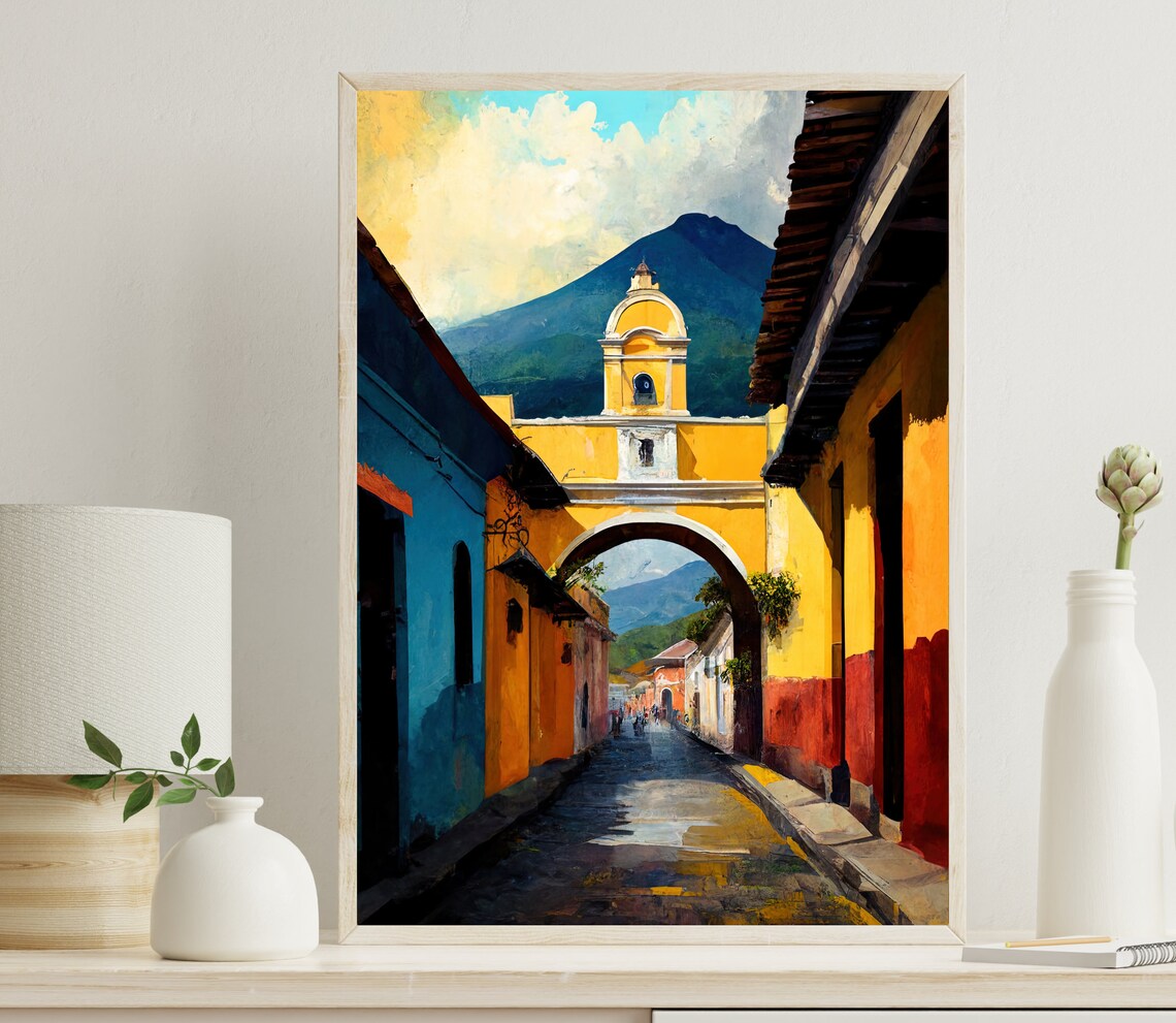 Antigua Guatemala Travel Poster, Guatemala Print