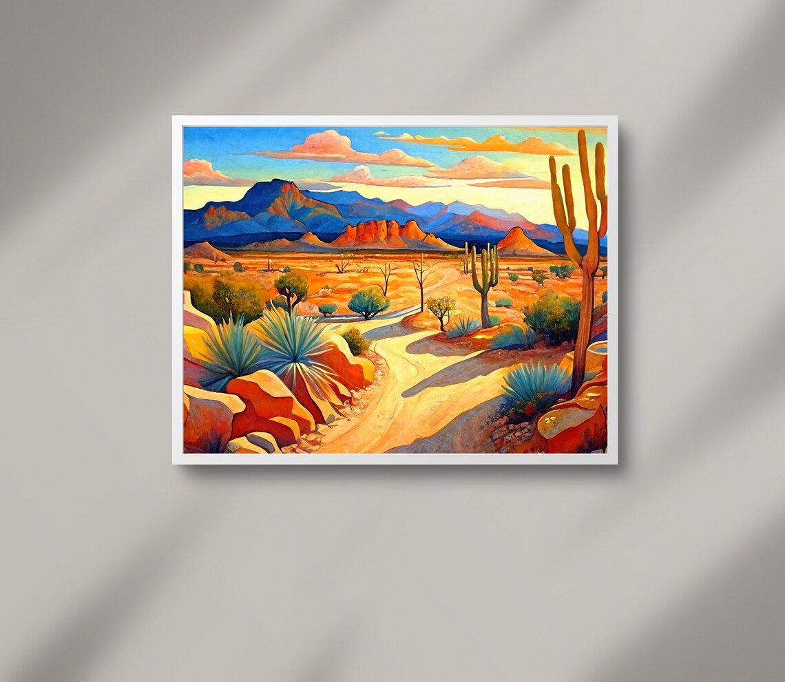 Mexican Desert Landscape, Colorful Wall Art Print - Image 2
