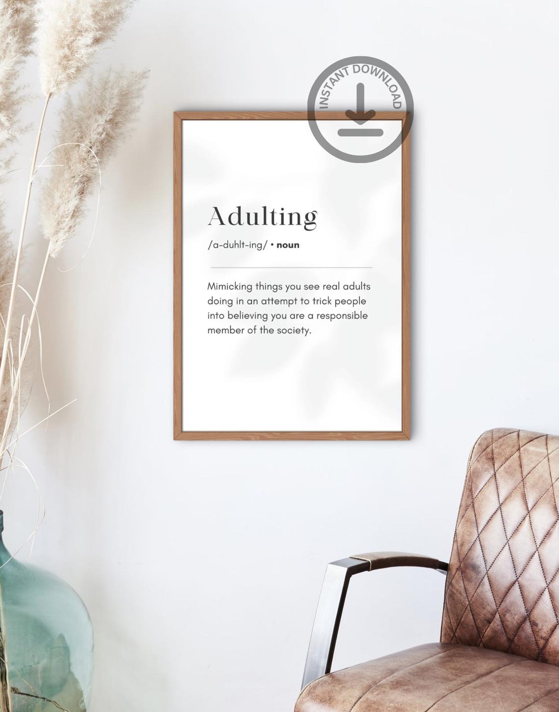 Adulting Funny Definition Office Humor Sarcastic Quote Poster - Image 2