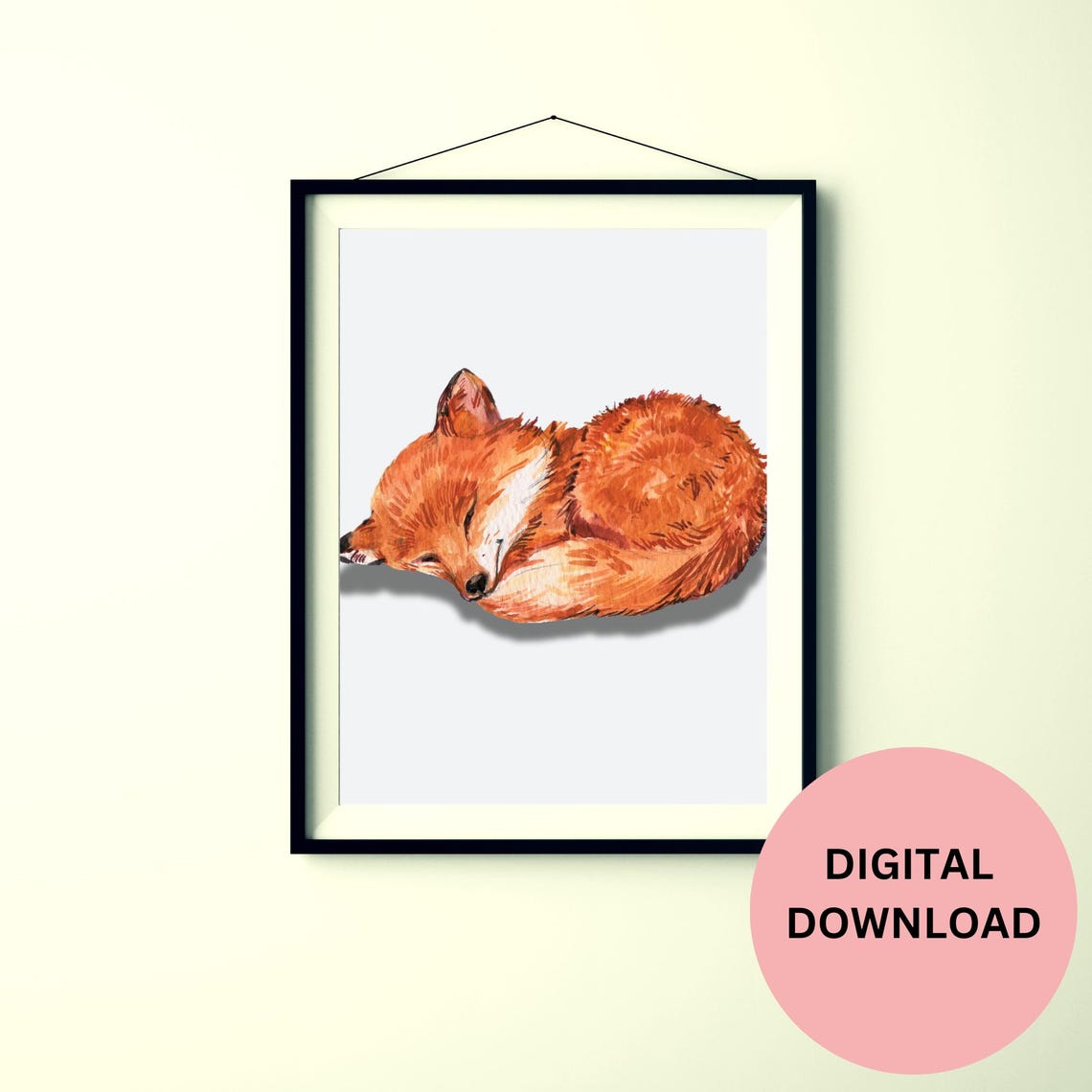 Sleeping Red Fox Watercolor Woodland Nursery Animal Art Print - Image 2