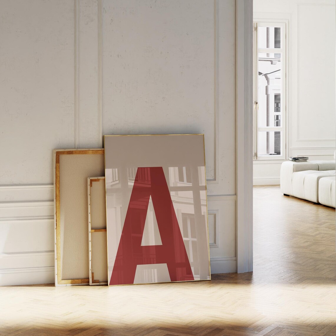 Red Initial A Art Print, Bold Minimalist Monogram