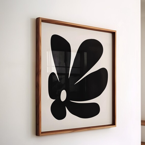 Bold Black Abstract Floral Modern Minimalist Botanical Wall Poster
