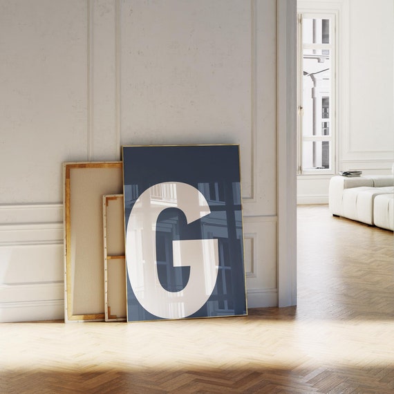 Navy Blue Letter G Print Alphabet Poster Bold Initial For Kids