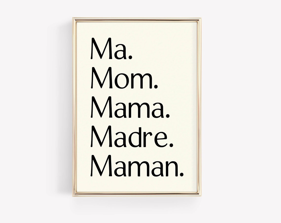 Ma Mom Mama Madre Maman Mothers Day Typography Cream Gift Poster