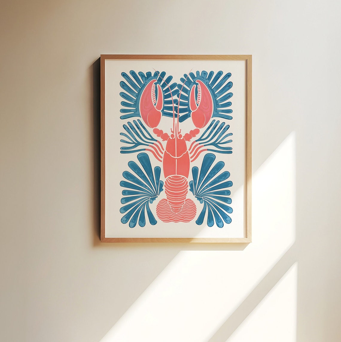 Symmetric Coral Lobster Nautical Coastal Abstract Art Poster - Image 4
